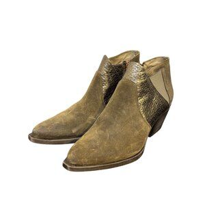 Casta Ankle Booties Dirk Brandy Size 9 Distressed Suede & Leather